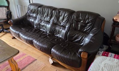 Leather sofa and table