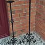 2 x long black candlesticks, slight damage from use at top as shown Image 2