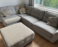 EZ Living Grey Corner Sofa + Matching Footstool (Bought 2019)