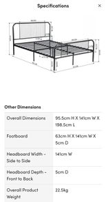 Black metal double bed