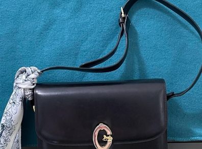 Vintage Celine Horse Carriage shoulder bag in black leather