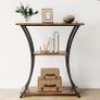 Narrow Console Table with 3 Tiers, Slim Hallway Table with Curved Metal Frame and Open Shelves, Entryway or Sofa Table for Living Room and Foyer (Rustic Brown) Image 4