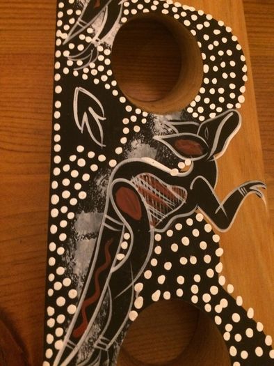 Australian hand painted wooden wine holder