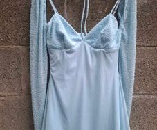 Blue embellished mini dress