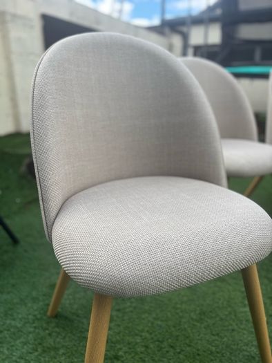 6 x Beige Fabric Dining Chairs