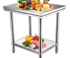 Stainless Steel Prep Table, 24 x 30 x 31 Inch, 700 lbs Load Capacity, Heavy Duty Metal Worktable with 3 Adjustable Height Levels