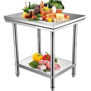 Stainless Steel Prep Table, 24 x 30 x 31 Inch, 700 lbs Load Capacity, Heavy Duty Metal Worktable with 3 Adjustable Height Levels