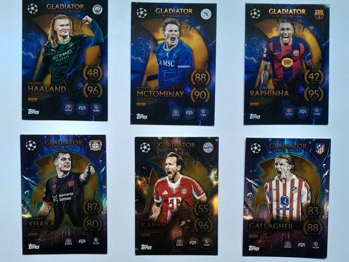 6 Match Attax Gladiator Football Cards