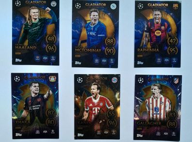 6 Match Attax Gladiator Football Cards