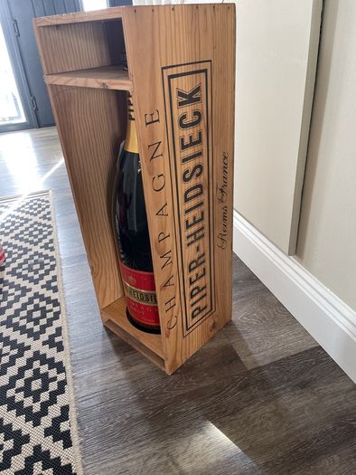 Large Champagne Bottle and Stand