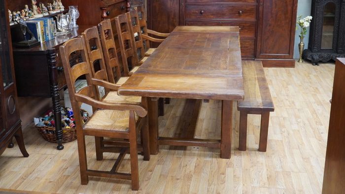 Solid Oak Rustic Refectory Table