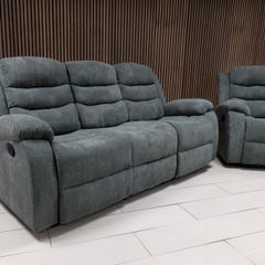 3 Seater Fabric Recliner Sofa, Grey