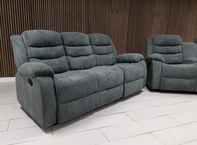3 Seater Fabric Recliner Sofa, Grey