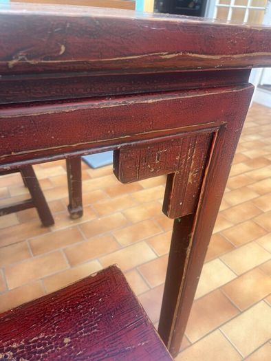 Unique kitchen hardwood table & stools