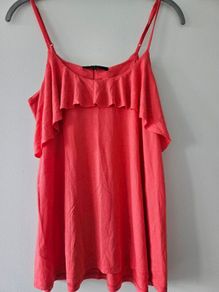 Chemistry Coral Ruffle Strap Top 100% Modal