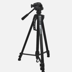 WT3540 Camera Tripod Portable Telescopic Stand with 3 Way Pan Head for Phone