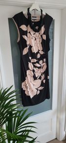 Phase Eight black and blush floral ruched dress Sz 16 UK - Rrp 99 (New)