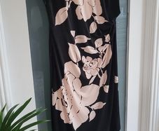 Phase Eight black and blush floral ruched dress Sz 16 UK - Rrp 99 (New)