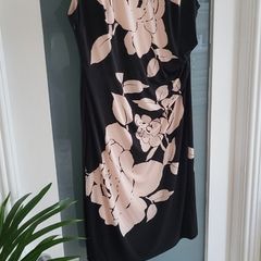 Phase Eight black and blush floral ruched dress Sz 16 UK - Rrp 99 (New)