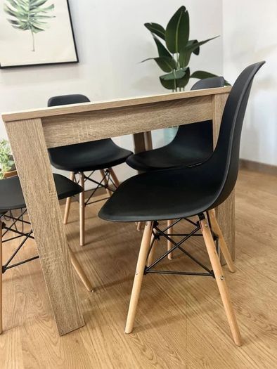 6 Seater Wooden Dining Table Set Nordic Style OaK