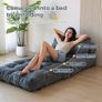 Folding Sofa Bed, Convertible Sleeper Chair with Pillow Foldable Mattress with Back Support, Portable Fold Out Chair Bed Comfy Floor Sofa Lounge for Living Room Bedroom, Dark Grey Image 6