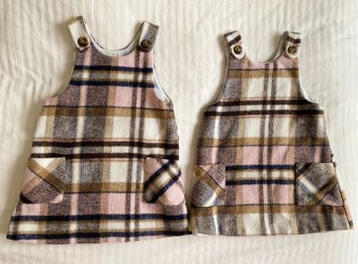 Twin checkered pinafore