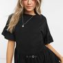 ASOS Design jersey smock jumpsuit with frill sleeve in black Size UK 8 Image 3