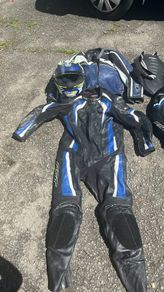 Motor bike suites and helmets
