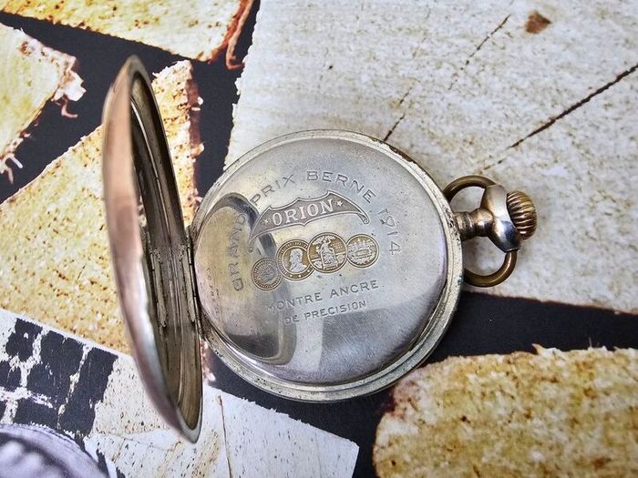 Antique Silver WW1 era Swiss Made Military Pocket Watch Orion 1910s