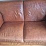 Two x 2 seater brown leather sofas for free Image 2