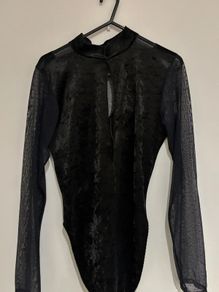 Vintage Black Velvet & Mesh Bodysuit