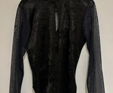 Vintage Black Velvet & Mesh Bodysuit