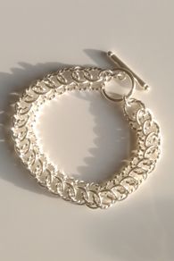 925 Sterling Silver T-bar Twisted Link Chain Bracelet 22g