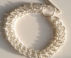 925 Sterling Silver T-bar Twisted Link Chain Bracelet 22g