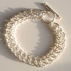 925 Sterling Silver T-bar Twisted Link Chain Bracelet 22g