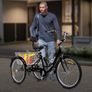 Tricycle for Adults, 24 Inch Bicycle with Basket, Tricycle Bicycle with LED Light, 3 Wheels, 7-Speed Gear, 120 kg Load Capacity Image 3