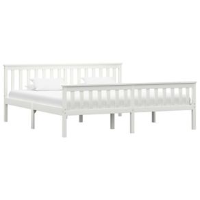 Bed Frame White Solid Pinewood 180x200 cm