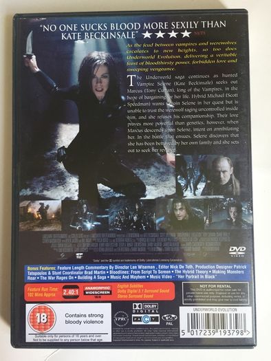 Underworld: Evolution [2006] Kate Beckinsale, Scott Speedman, Tony Curran, Shane Brolly, Steven Mackintosh, Derek Jacobi & Bill Nighy Movie DVD]