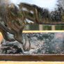 Antique Cast Iron Lion Figurine on Wooden Base Image 10