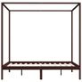 Canopy Bed Frame Dark Brown Solid Pine Wood 6FT Super King Image 2