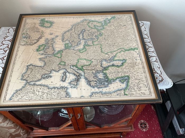 Antique map of Europe in vintage frame