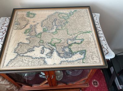 Antique map of Europe in vintage frame