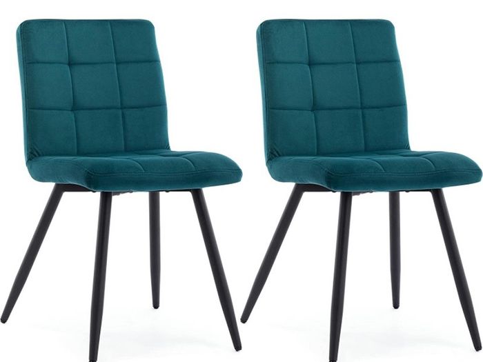 Set Of 2 x Cubana Velvet Upholstered Kitchen Dining Chair with Strong Black Metal Legs Living Room Bedroom Chair (FREE POSTAGE)