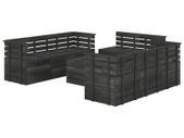 9 Piece Garden Pallet Lounge Set Solid Pinewood Dark Grey