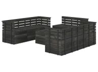 main image for ad 9 Piece Garden Pallet Lounge Set Solid Pinewood Dark Grey