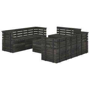 9 Piece Garden Pallet Lounge Set Solid Pinewood Dark Grey
