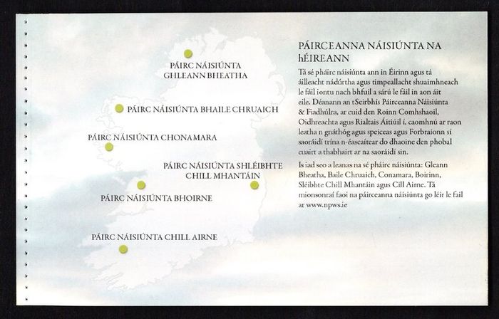 2011 Ireland National Parks of Ireland Commemorative Stamps Booklet Mint Never Hinged (MNH). Scans of contents show in advert.