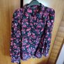 Black blouse with pink flower pattern Image 2