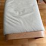 Cream leather armchair and matching footstool Image 3