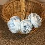 Wicker basket with artificial blue flowers. Image 4
